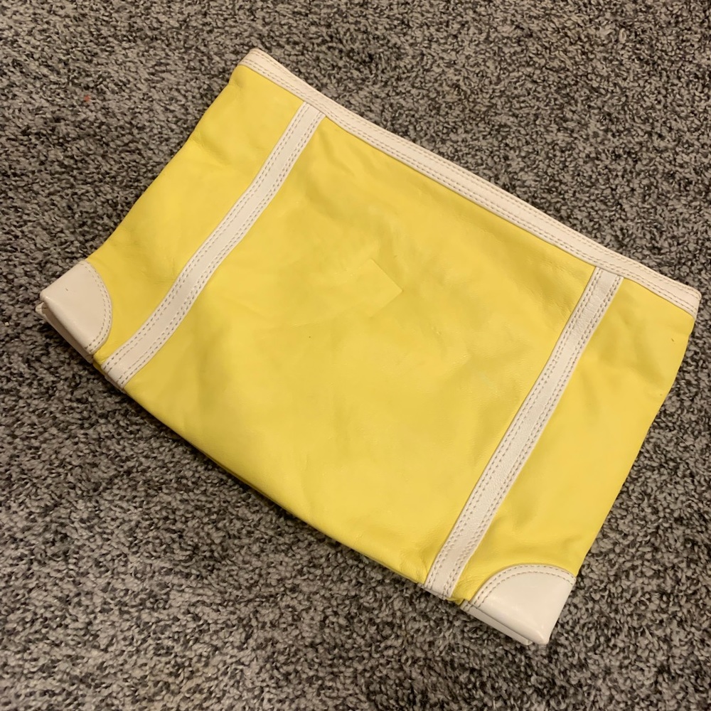 BCBG Maxazria canary yellow leather clutch